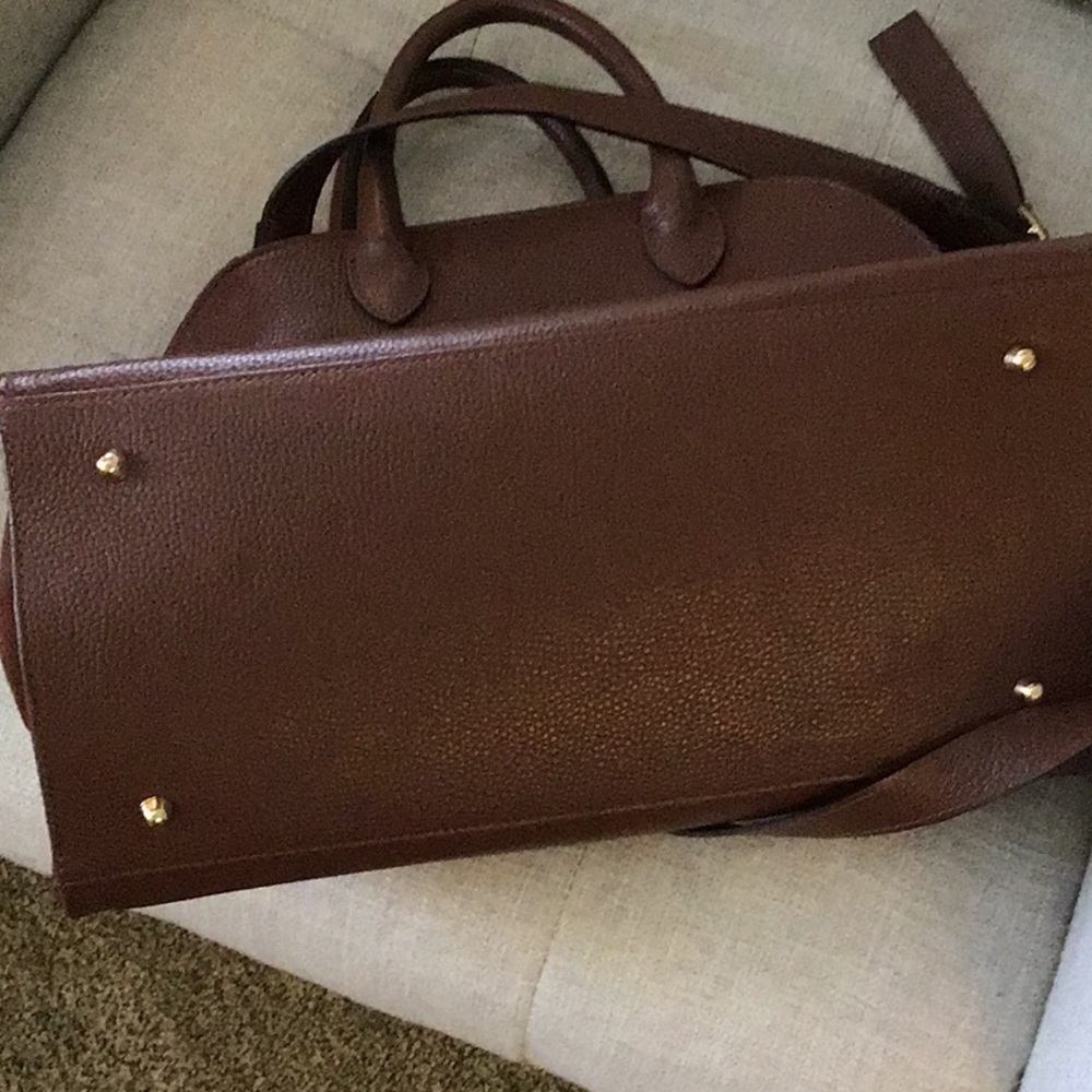 Classic Women's Brown Leather Satchel - Structured Top-Handle Shoulder Bag - Picture 5 of 5